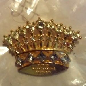 TBN Collectable Pin Brooch In Original Package Never Worn Gold 23 Stones 2" x 1"